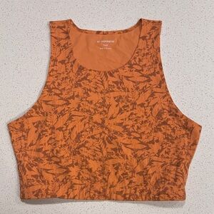 REI Orange Leaf Print Crop Top